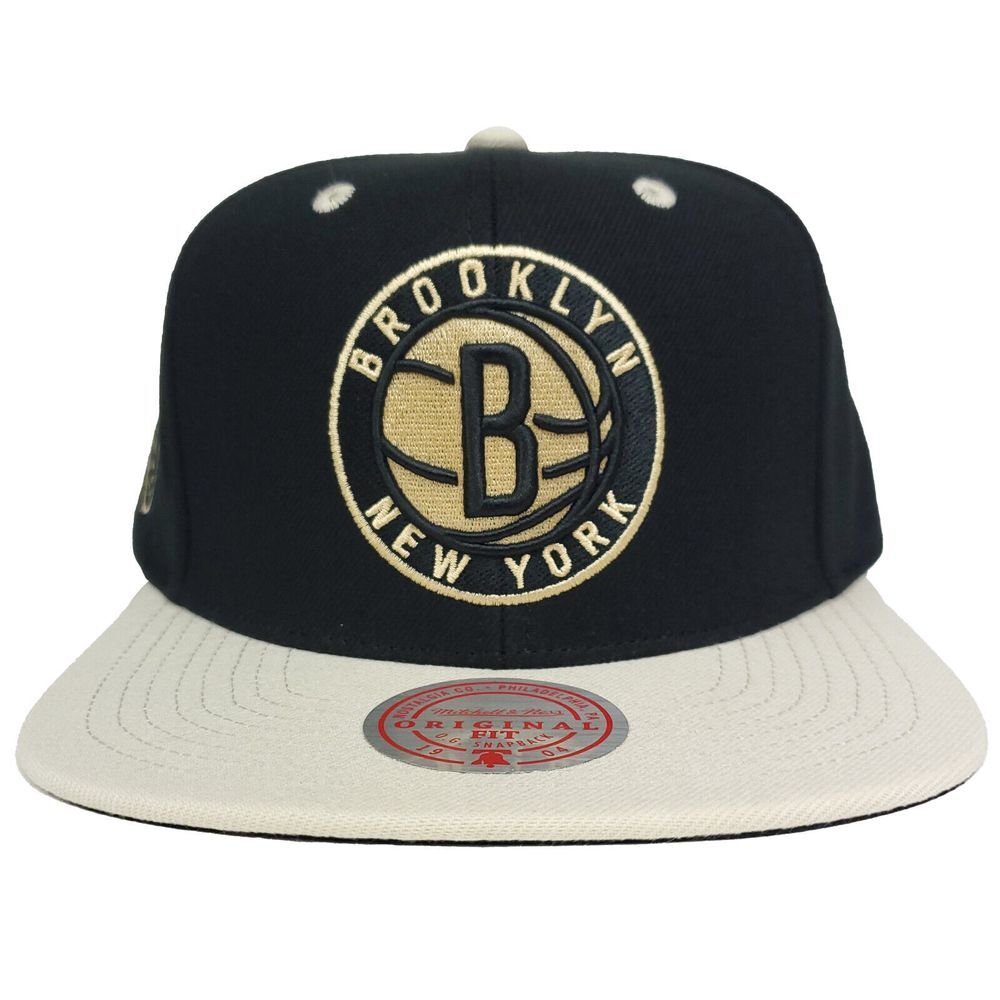 Brooklyn Nets Mitchell & Ness NBA Snapback Hat Cap 3D Logo Black Stone NWT